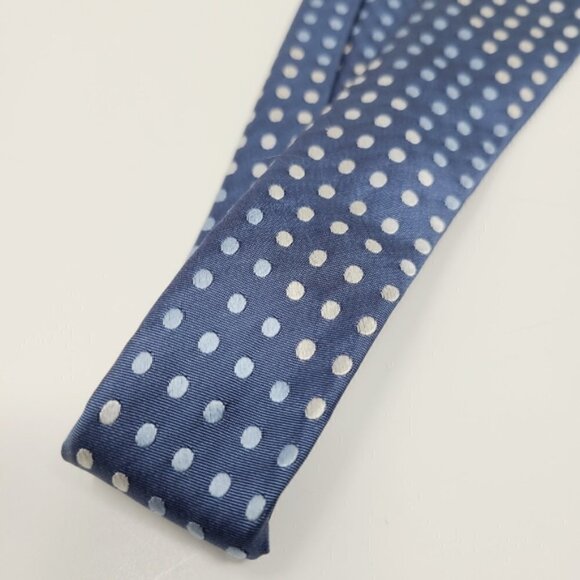Crestview | Blue/White Polka Dot Silk Handmade Tie - Picture 10 of 11